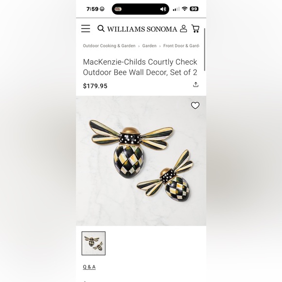 Mackenzie-Childs Checkered Bee Wall Decor - Picture 3 of 4